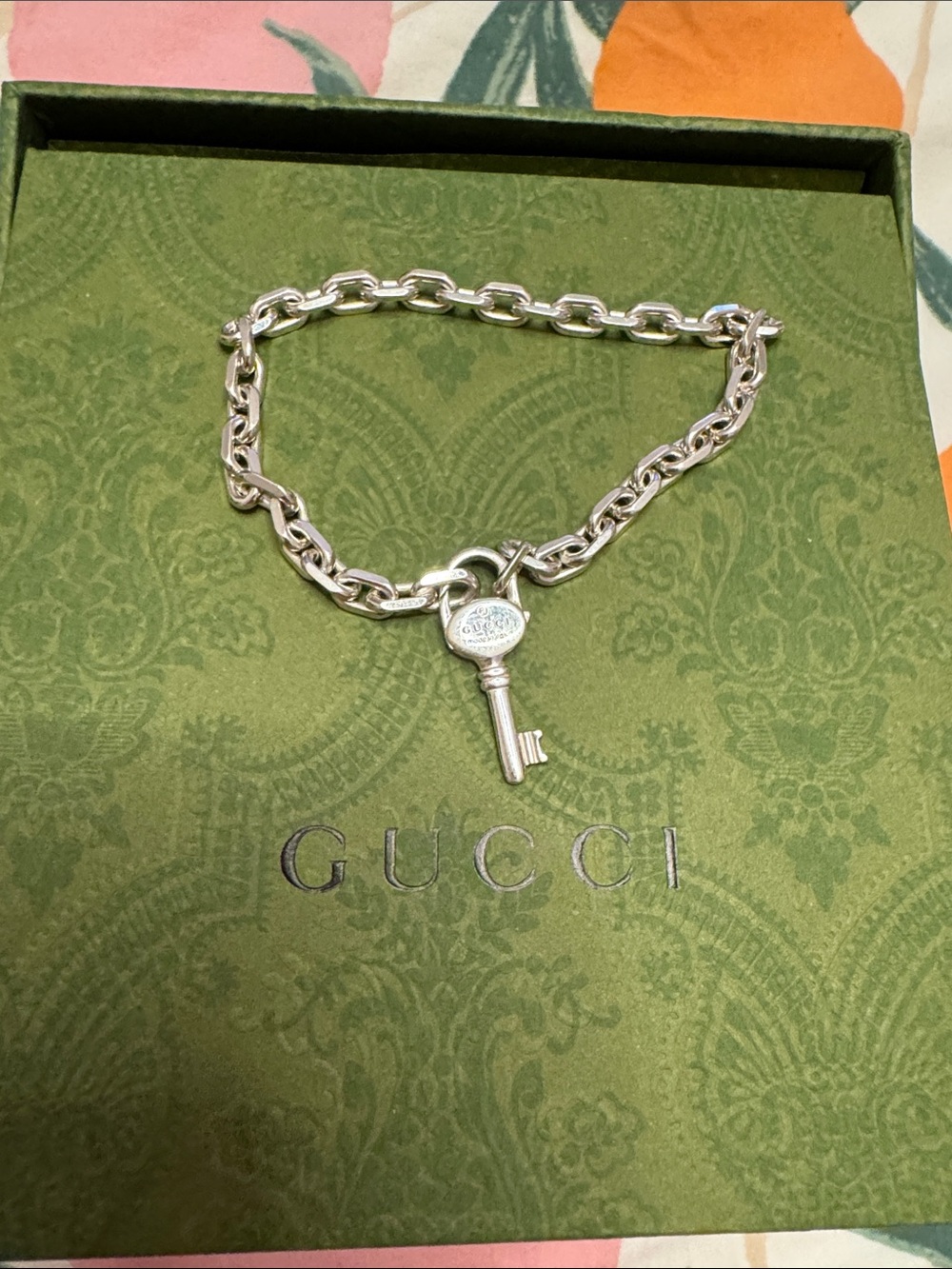 Gucci Silver Key Charm Link bracelet